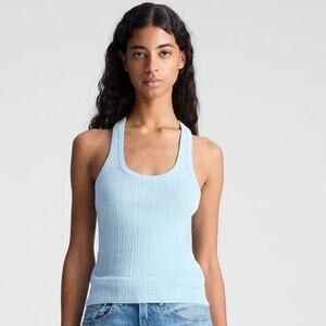 A.L.C. Iris Knit Tank Top Sky Blue Medium Ribbed Cotton Racerback Minimalist NEW